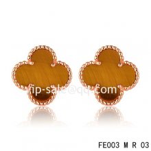 Fake Van Cleef & Arpels Sweet Alhambra Clover Earrings Pink Gold,Tiger??S Eye